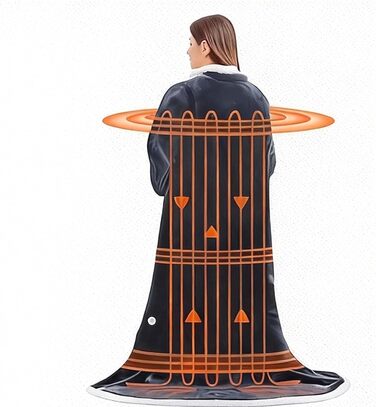 Підігріта ковдра, портативна підігріта ковдра з рукавами та кишенею для ніг з 6 регульованими налаштуваннями температури, автоматичним вимкненням через 2-10 годин, швидким розігрівом, ідеально підходить як подарунок для родини та