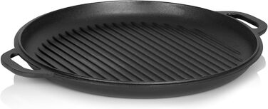 Казан чавунний BBQ-Toro з кришкою 19 л Традиційний чавунний казан Казан з круглою основою Гриль вок попередньо приправлений готови