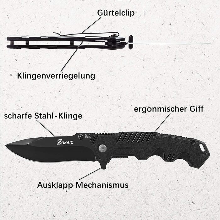 Складаний ніж I Гострий кишеньковий ніж I Одноручний ніж, ніж для активного відпочинку та виживання з чорним лезом з нержавіючої с