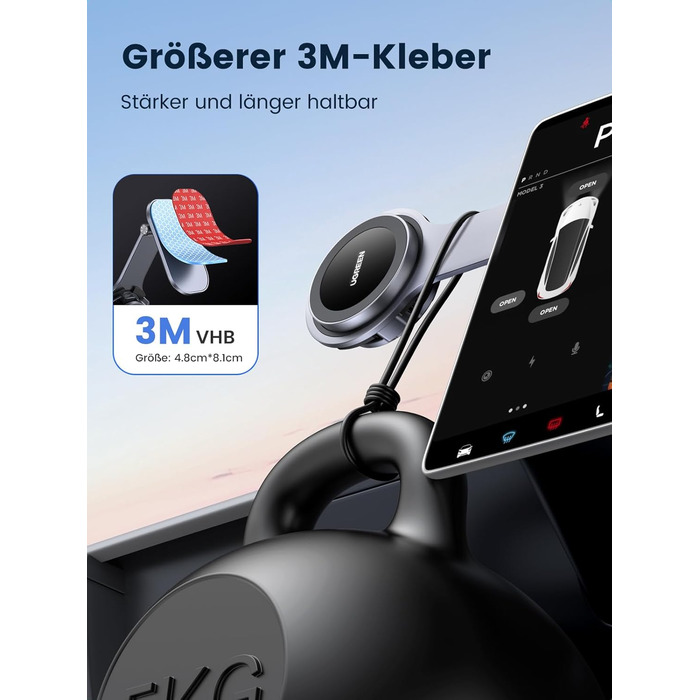 Автомобільний тримач мобільного телефону UGREEN з функцією зарядки для сенсорного екрану Tesla сумісний з автомобільним тримачем M