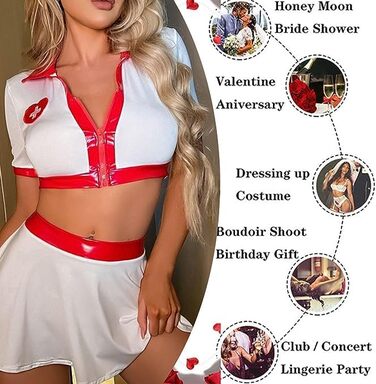 Нижня білизна VicSec Sexy Ladies Nurse Cosplay Party Глибокий V-подібний виріз Костюм медсестри Косплей Рольова гра Уніформа медсестри Костюм Уніформа медсестри 3 Style Style B-white