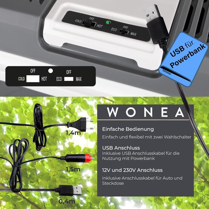 Літровий термоелектричний холодильник з USB-портом для зарядного пристрою, охолодження та обігрів 12 В/230 В, тихий кемпінговий холодильник для легкових та вантажних автомобілів, 24-