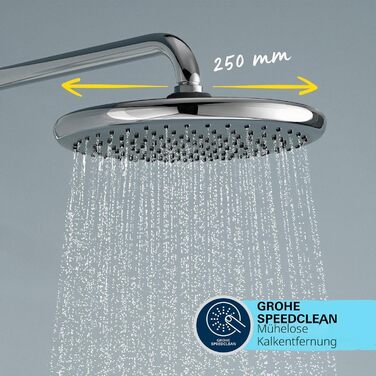 Душовий набір GROHE Vitalio 250 без змішувача, водозаощадний (8 л/хв), лійка з 2 режимами струменя, штанга 104 см, круглий, хром, 26989001