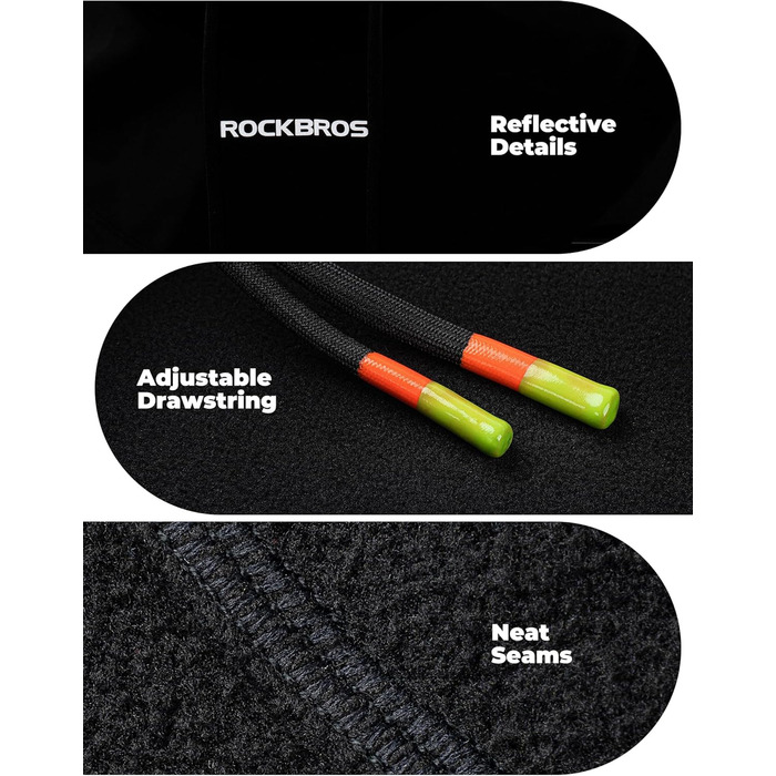 Балаклава для мотоциклів ROCKBROS, лижна маска для чоловіків та жінок, повнолицьова маска, зимова шапка та грілка для шиї, тепла, вітрозахисна, дихаюча для їзди на велосипеді, лиж, сноубордингу, один розмір, чорна