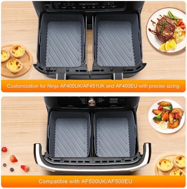 Аксесуари для фритюрниці ENSINE, аксесуари для фритюрниці для фритюрниці Ninja AF400EU, AF500EU, 9-10.4L XXL, включаючи силіконову форму, масляний спрей, решітку для гриля, силікон форми для випічки, папір для випічки тощо. НАБІР 22 шт.