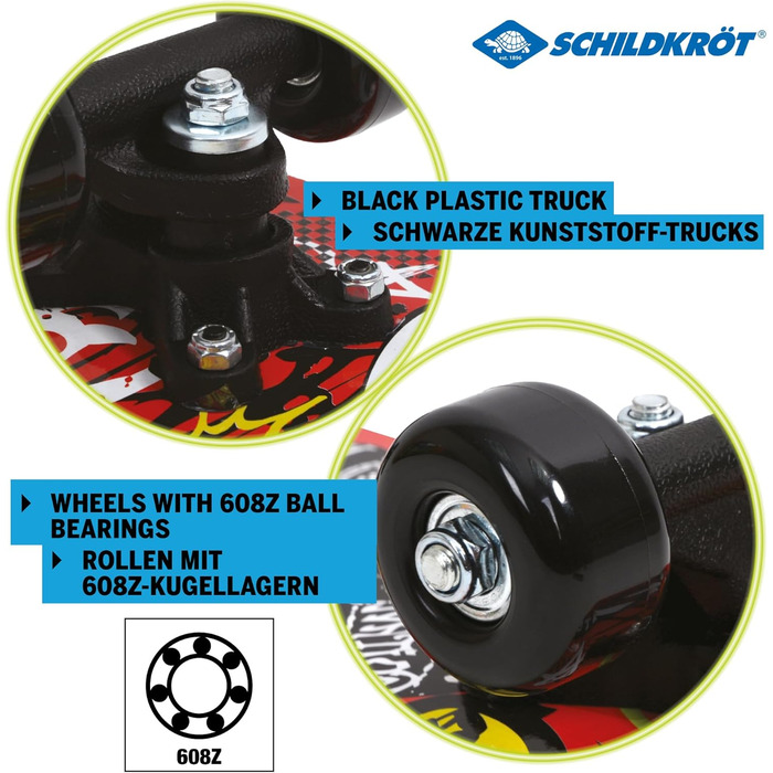 Міні-скейтборд Schildkröt 17" Skate It Out - дитячий скейтборд для віку 4-6 років, дерев'яна дека 43 x 13 см, класний дизайн для дітей