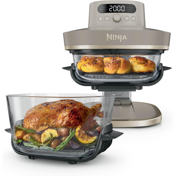 Аерофритюрниця Ninja CRISPi PRO XL зі скляною чашею, 5 функцій, колір Stone Gold