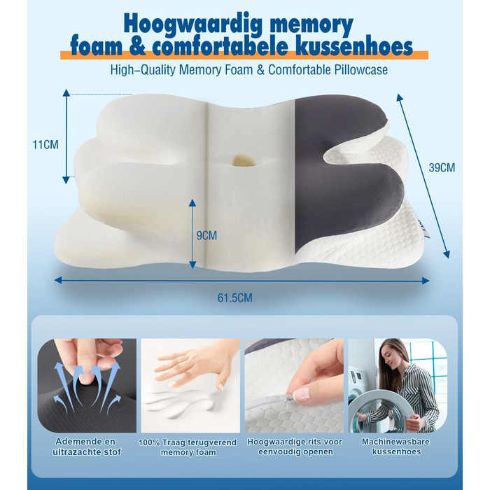 Подушка для шиї IDEA, ергономічна ортопедична подушка з піни з ефектом пам&39яті, переможець тесту на зняття болю в шиї, подушка для підтримки шиї, дорожня подушка, подушка для шиї для дорослих
