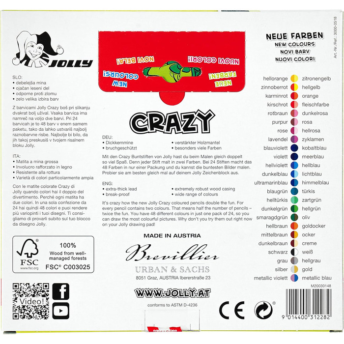 Олівці JOLLY Superstick Crazy Color 24 олівці з 48 кольорами 24 шт. и (1 упаковка)