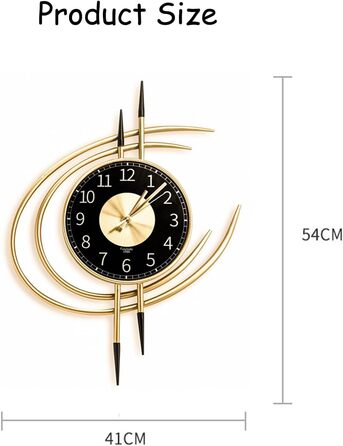 Настінний годинник LANMOU без шуму настінний годинник без цокання Великий сучасний 54 см золотий і чорний металевий настінний годи