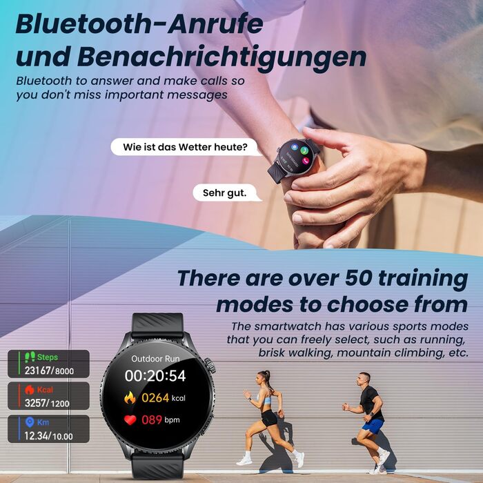 Чоловічий смарт-годинник з ЕКГHRV фітнес-годинник 1,56-дюймовий AMOLED з функцією Bluetooth для телефону, 24-годинний фітнес-трекер серцевого ритму/артеріального тиску, крокомір, водонепроникний IP67, сумісний з Android та iOS, чорний