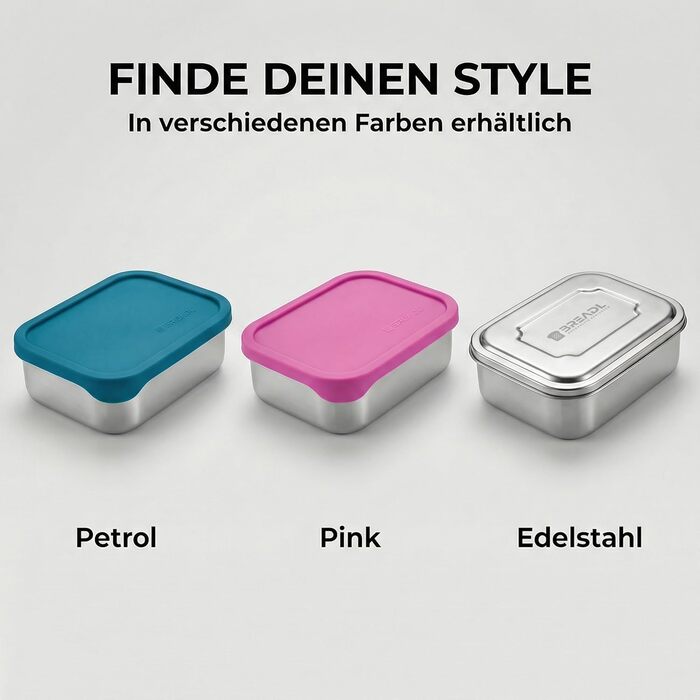 Металева ланч-бокс з роздільниками, 3 відділення, силіконова кришка, герметична, можна мити в посудомийній машині, 1000 мл, для дітей та дорослих, колір блакитний (Petrol)