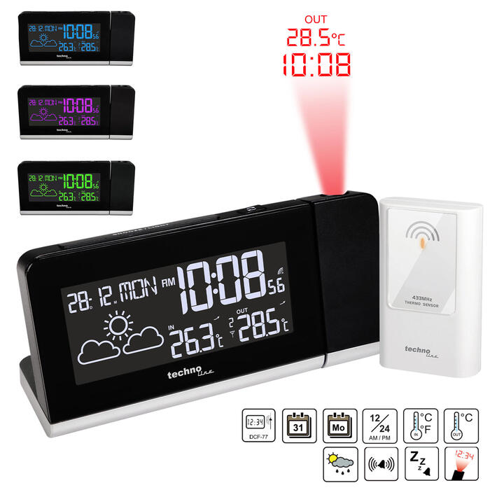 Годинник проекційний Technoline WT539 Black (WT539)