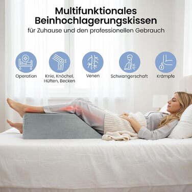 Універсальна клиноподібна подушка для підняття ніг, з піни з ефектом пам&39яті, чохол, що прається, 68x25x22 см - подушка для підняття ніг та колін, знімає набряки та біль