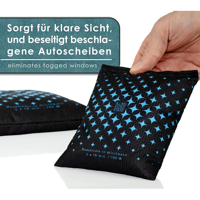 Осушувач King Kong State для автомобілів - 2 подушки-осушувачі по 500 г для запітнілих вікон автомобіля - з багаторазовим наповнювачем проти запотівання