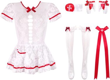 Жіночий сексуальний костюм медсестри/костюм косплей/уніформа/білизна/біла спинка/уніформа для медсестер/медбратів/рольові ігри/костюм у комплекті/безрукавка/нічна білизна/білизна/стиль Хеллоуїна/білий
