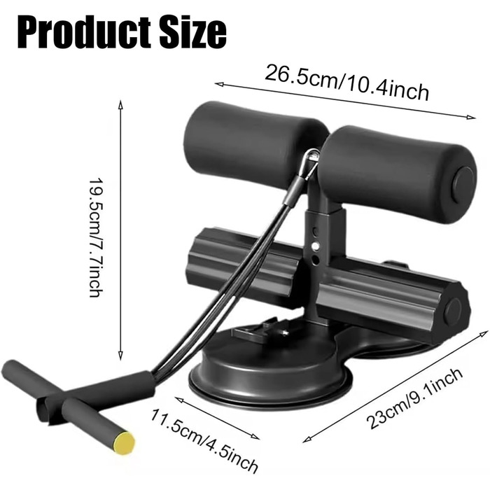 Засіб для тренування м&39язів живота, Багатофункціональний тренажер для м&39язів живота з подвійними присосками та стрічкою опору для тренування м&39язів тулуба та живота, чорний, 26,5*19,5*23,5 см