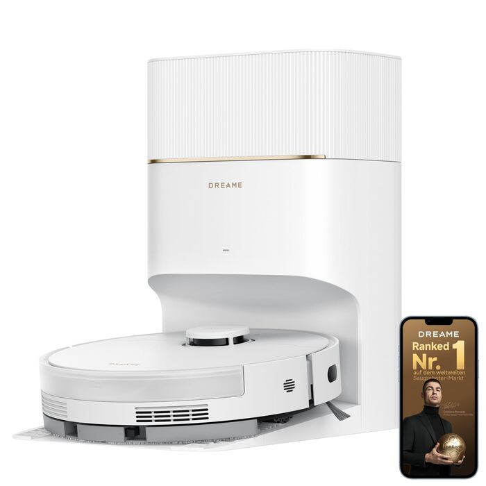 Робот-пилосос Dreame D20 Pro Plus потужність 13 000 Па, DuoBrush для шерсті тварин, очищення кутів, самоочищення, LDS-навігація та лазерне уникнення перешкод, сухе та вологе прибирання твердих підлог і килимів, акумулятор 5 200 мАг