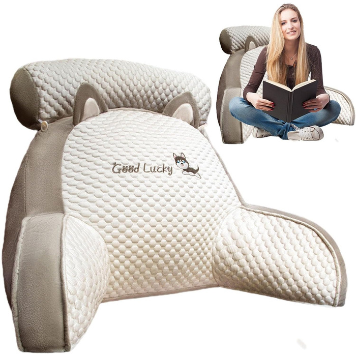 Мила подушка для сидіння KSHSAA, подушка для читання, подушка для підтримки спини, диван з підлокітником, спинка для ліжка для відпочинку, перегляду, гри, зі знімним дизайном типу A, Хаскі, велика, 705025 см
