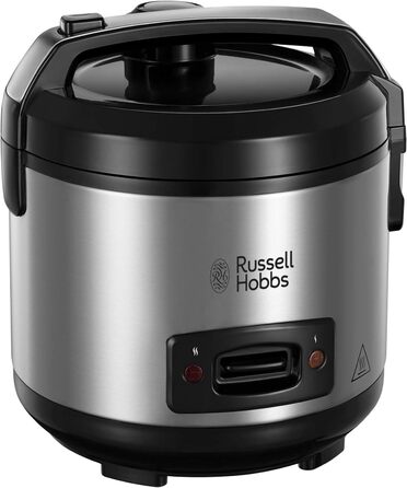 Рисоварка Russell Hobbs Переможець тесту 1,2 л включно Вставка для пароварки з відкидною кришкою Aroma (функція підтримки тепла, каструля з антипригарним покриттям, рисова ложка та мірна чашка, нержавіюча сталь) 27080-56 Рисоварка з пароваркою Одинарна