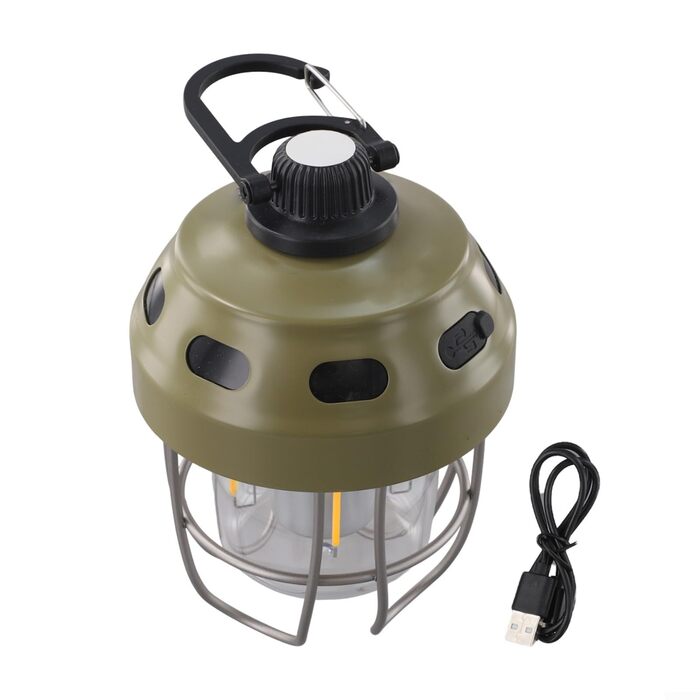 Акумуляторний кемпінговий ліхтар з акумулятором 2000 мАг, тепле/жовте світло, клас захисту IPX3, конструкція з алюмінію, сталі та ABS-пластику, для наметів та використання на свіжому повітрі (зелений)