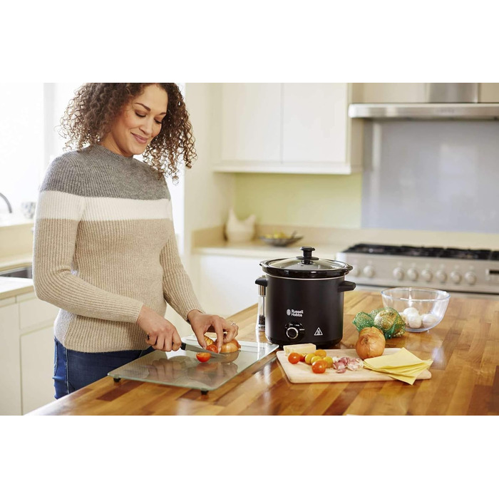 Повільна плита Russell Hobbs важка керамічна каструля 3,5 л для вибору розподілу температури Дошка для повільної плити (поверхня шкільної дошки, 3 налаштування температури та функція підтримки тепла, 200 Вт) Повільна плита 24180-56