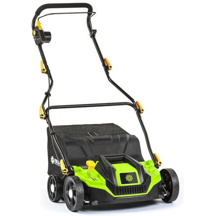 Електричний аератор та граблі 2-в-1, 1300 Вт, ширина захоплення 320 мм, 40-літровий контейнер, регульована ручка, глибина аерації -12 до 10 мм, 2 змінні циліндри