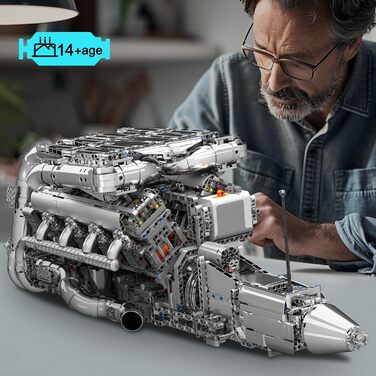 Двигун Mold King 10168 Technic V8, модель високотехнологічного двигуна з подвійним турбонаддувом на 2899 деталей, набір будівельни