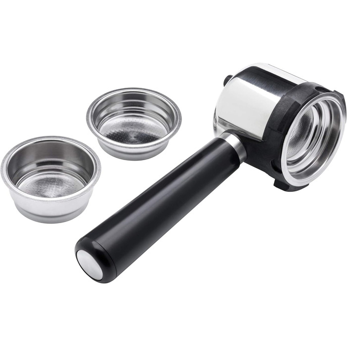 Портафільтр 1400 Вт, портафільтр-машина, 3 вставки, для 1-2 чашок еспресо, також для стручків, 15 бар, піддон для чашки, насадка для спінювання молока, матова нержавіюча сталь