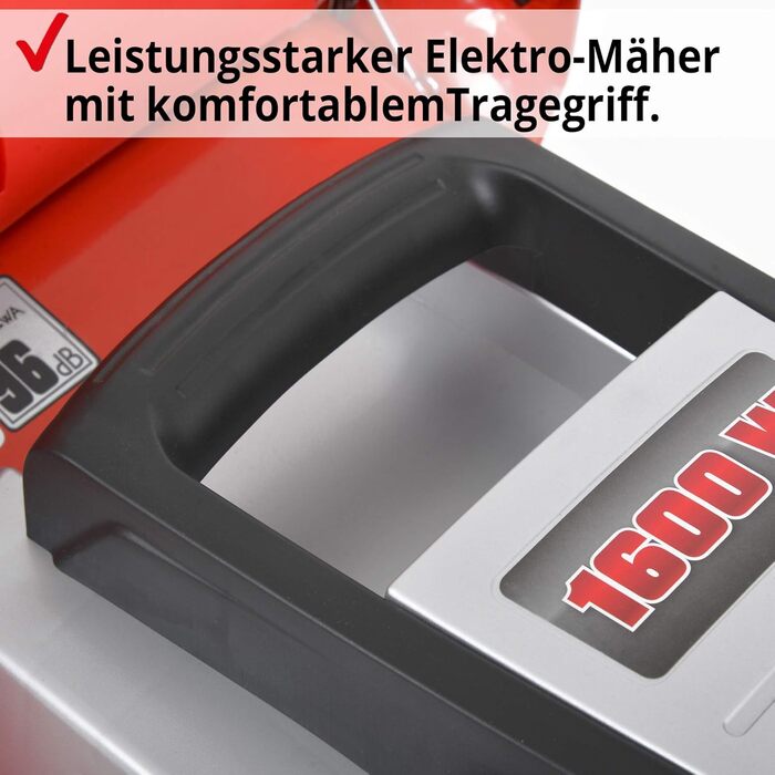 Електрична газонокосарка HECHT Електрична газонокосарка з двигуном потужністю 1600 Вт, шириною зрізу 41 см, центральним 7-позиційним регулюванням висоти зрізу (30-70 мм), травосборником на 50 л і функцією мульчування для доглянутого газону Газонокосарка е