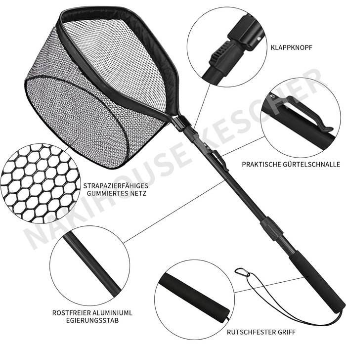 Рибальська сітка, плавуча рибальська сітка, складна рибальська сітка, телескопічний підсак для легкого вилову та випуску риби, рибальська сітка для дітей та дорослих, 100 см