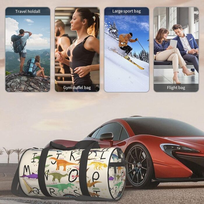 Дорожня сумка Tower Paris, кругла, великої місткості, легка та міцна, ідеальний подарунок для походів, відпустки, ділових поїздок та іншого. Стильний дизайн з динозаврами, універсальний розмір.