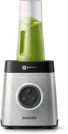 Міксер Philips HR3655/00 (1400 Вт, технологія ProBlend 6 3D, скляний контейнер 2 літри, 2 чашки для пиття, можна мити в посудомийній машині) нержавіюча сталь
