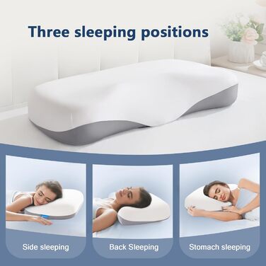 Подушка для шиї, подушка з піни з ефектом пам&39яті, ергономічна, ортопедична подушка з регульованою жорсткістю, подушка для підтримки шиї для сну на боці, спині та животі, 65 x 35 x 11,5 см