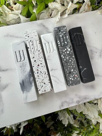 Сучасний захисний чохол A&S Mezuzah, дизайн Mezuzah, для захисту від прокручування, легке пілінг і прилипання, подарунок на новосілля та благословення дому (сірий, білий, 7 дюймів)