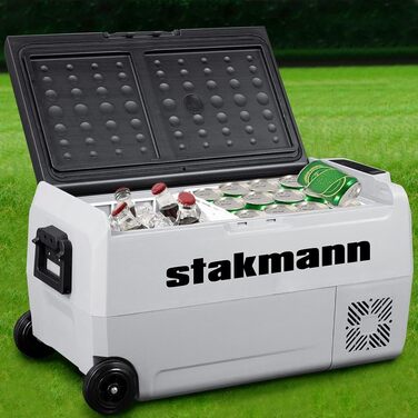 Портативний холодильник STAKMANN з компресором 12 В 220 В, холодильна камера з 2 відділеннями, колесами та бічними ручками, AC-DC