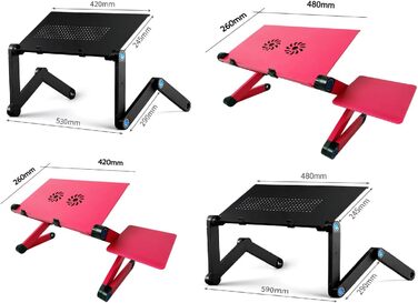 Регульований складаний столик для ноутбука MacBook Air/Pro, Dell HP та інших, портативний, багатофункціональний, ергономічний, з вентиляцією, підставка для планшета/телевізора, тримач для книг, 480*260 мм (стандартний), чорний
