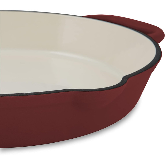 Чавунна емальована сковорода Mahlzeit Ø 29 см Темна вишня Чавунна сковорода з двома ручками і двома носиками Чавунна сковорода, ск