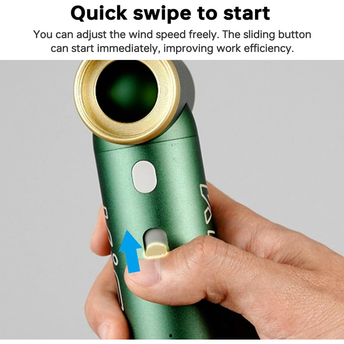 Електричний металевий пилосос Kica JetFan 2S - 117000 об./хв., міні-повітряний повітродувник з плавним керуванням і кнопкою Turbo, портативний розпилювач стисненого повітря для ПК, автомобіля, офісу, дивана - зелений (JetFan 2 Upgrade)