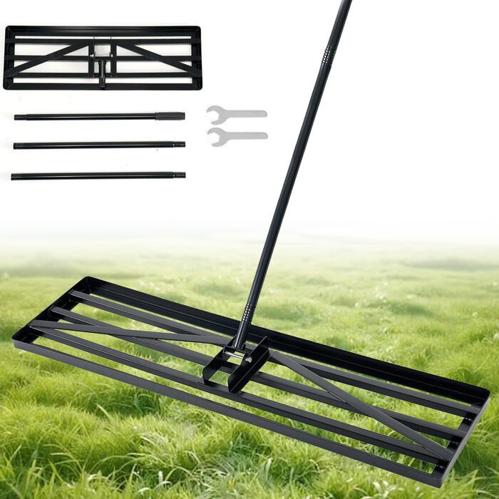 Гребінь для вирівнювання газону 75x25 см, садовий рівняч з подовженою ручкою 190 см для двору та саду