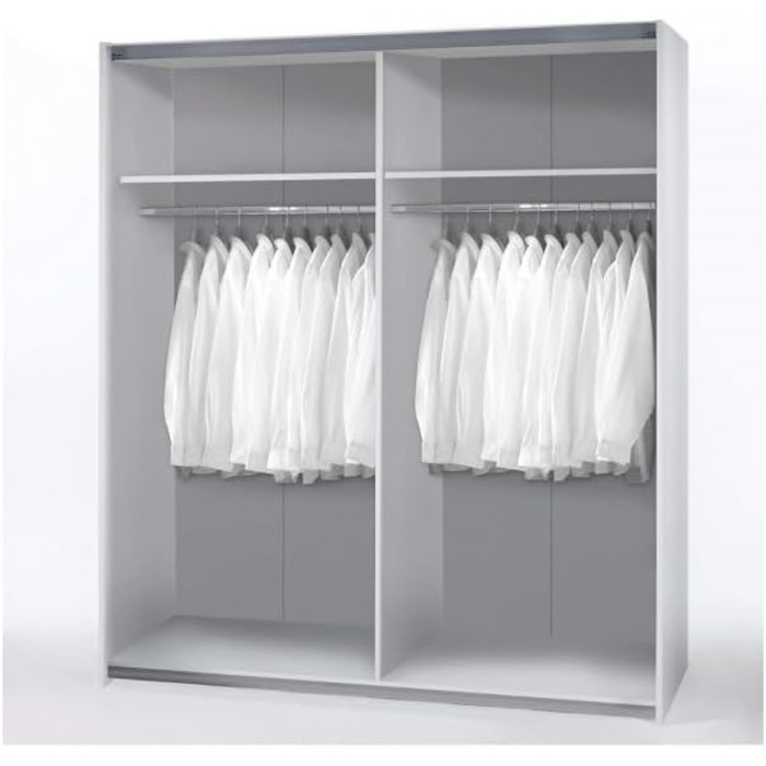 Шафа Forte Furniture у шахи та клітинку 120, дводверна шафа з розсувними дверима, інженерна деревина, білий колір, ширина 120,1 см, висота 190,5 см, глибина 61,2 см Білий 120,1/190,5/61,2