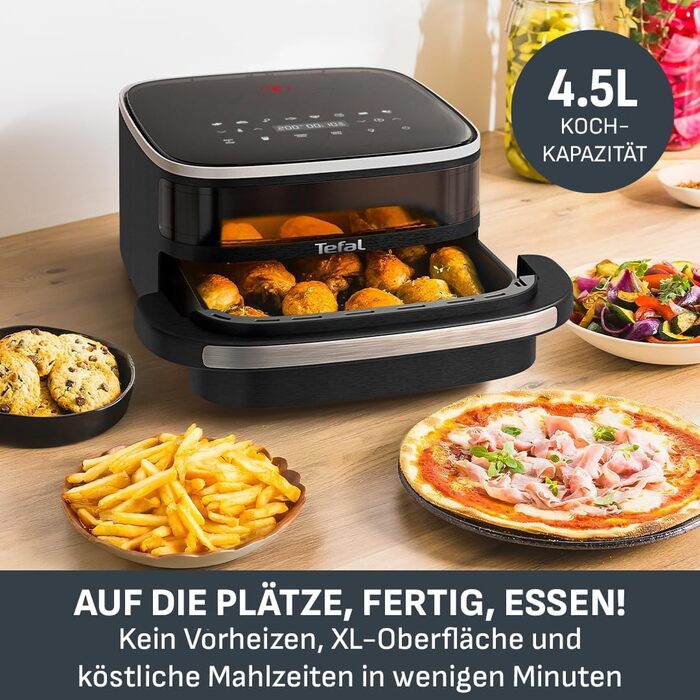 Аерофритюрниця Tefal Easy Fry XL Surface з вікном перегляду та функцією пічці для піци Інноваційна технологія Extra Crisp
