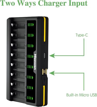 Зарядний пристрій Hisewen для літієвих батарей CR123A, 8 відсіків для зарядного пристрою CR123a, сумісний з камерами Arlo VMC3030 VMK3200 VMS3330 3430 3530 та ліхтариком (батарея не входить до комплекту)