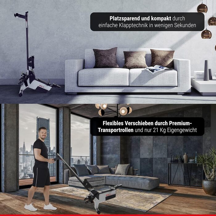 Гребний тренажер HAMMER RX1 для домашнього використання - складний гребний тренажер з магнітною гальмівною системою, сидінням на кулькових підшипниках, вагою користувача до 120 кг та вбудованим пульсометром для нагрудних ременів