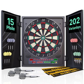 Електричний дартс Ultrasport з дверцятами або без, сталеві дротики з пластиковими крильцями для класичного дартс, підходить для вечірок та ігрових вечорів. Мішень для дартс з дверцятами, одинарний.