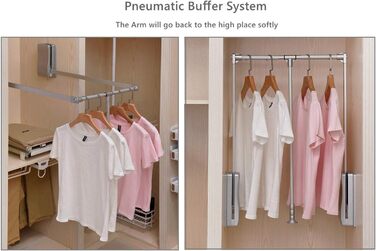 Розсувна вішалка для одягу Nisorpa, регульована, 8901210 мм, вішалка для одягу, велика розсувна вішалка для одягу, система зберігання з м&39яким поверненням та алюмінієвою штангою, компактна, вантажопідйомність 20 кг