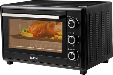 Міні-піч ICQN 50L з конвекцією, 1800 Вт, внутрішнє освітлення, 5 функцій приготування, таймер 60 хв, в т.ч. набір дека, міні-духовки 50 л з аналогом