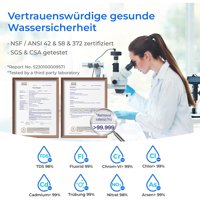 Система зворотного осмосу Waterdrop G3P600, 600 GPD, 8000 літрів, система зворотного осмосу під раковиною, зменшує TDS, 21 Pure to Drain, Smart LED кран