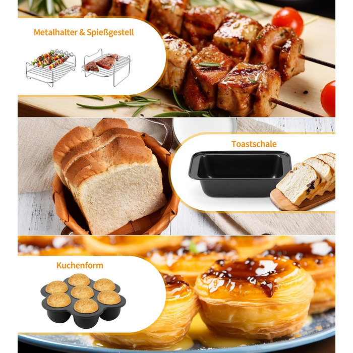 Аксесуари для фритюрниці, 12 шт. Аксесуари для фритюрниці Dual 2024 для фритюрниці Ninja Air Fryer AF500EU, AF400EU, AF300EU, Innsky, Princess, Emerio Аксесуари для решіток аерофритюрниці та пляшки з розпилювачем олії 9.5-10.4 л