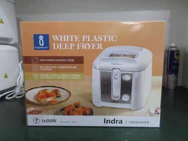 Фритюрниця Aigostar з олією, 1650 Вт, фритюрниця 2.5 л з оглядовим вікном, контроль температури, світловий індикатор, білий